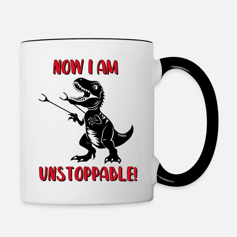 Now I Am Unstoppable - T-Rex - Tasse zweifarbig - Weiß/Schwarz
