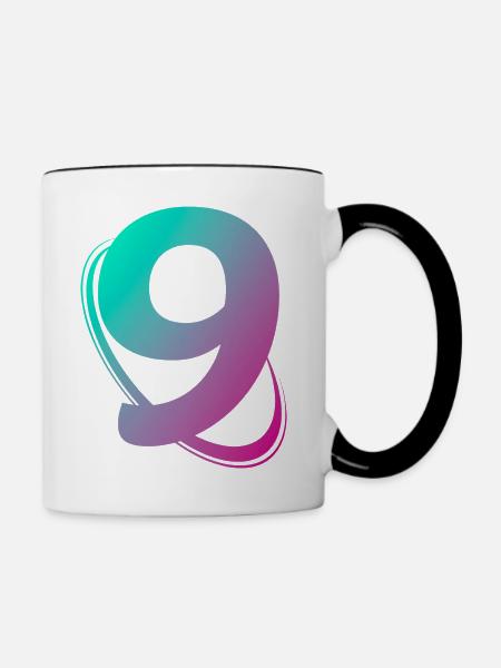 Nummer 9 mehrfarbig - Tasse zweifarbig - Weiß/Schwarz
