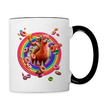 Beignets arc-en-ciel paresseux d’alpaga - Mug contrasté - blanc/noir - Droite
