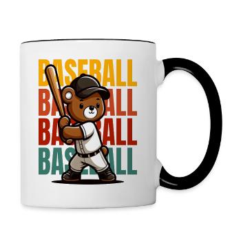 Cute Baseball Bear - Contrasting Mug - white/black - Right