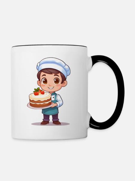 Konditor mit Torte - Tasse zweifarbig - Weiß/Schwarz