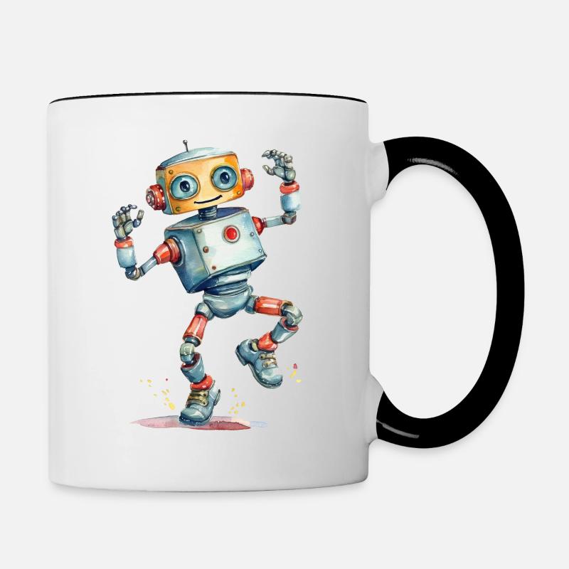 Un robot dansant - Mug contrasté - blanc/noir