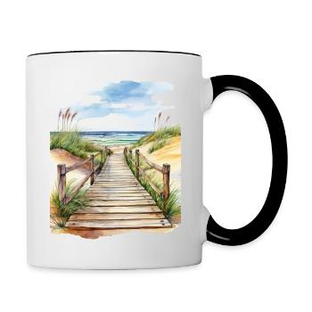 Dünen am Meer - Tasse zweifarbig - Weiß/Schwarz - Rechts