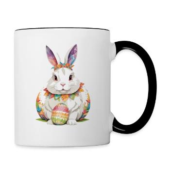 Rabbit Bunny Playful Adorable Fun Animal Colorful - Contrasting Mug - white/black - Right