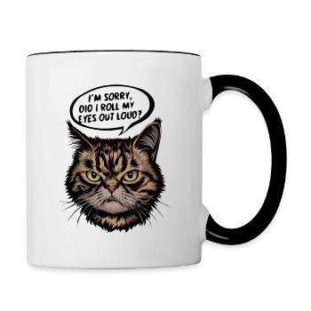 Chat – Parfaitement agacé - Mug contrasté - blanc/noir - Droite