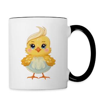 Chick with a funny hairstyle - Contrasting Mug - white/black - Right