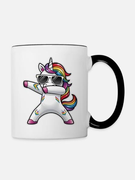 Dabbing Einhorn - Tasse zweifarbig - Weiß/Schwarz