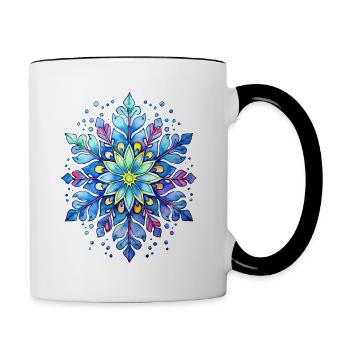 Flocon de neige en forme de mandala - Mug contrasté - blanc/noir - Droite