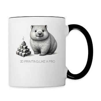 Wombat 3D printing like a Pro Cubic poo funny - Contrasting Mug - white/black - Right