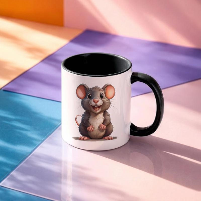 Ratte oder Maus Tasse zweifarbig