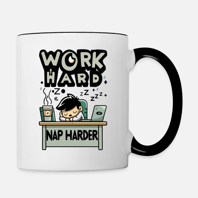 Work Hard and Sleep Harder- Coffee Break Office - Contrasting Mug - white/black
