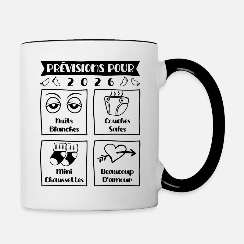 Predictions for 2026, future mama, future dad - Contrasting Mug - white/black