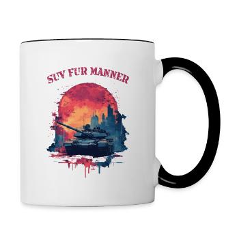Panzer - SUV für Männer - Tasse zweifarbig - Weiß/Schwarz - Rechts
