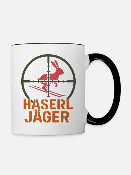 Haserl Jäger Apres Ski Motiv - Tasse zweifarbig - Weiß/Schwarz