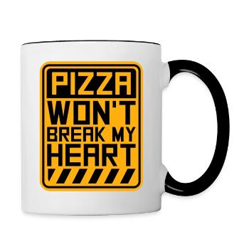 La pizza ne me brisera pas le cœur La nourriture aime l’humour - Mug contrasté - blanc/noir - Droite