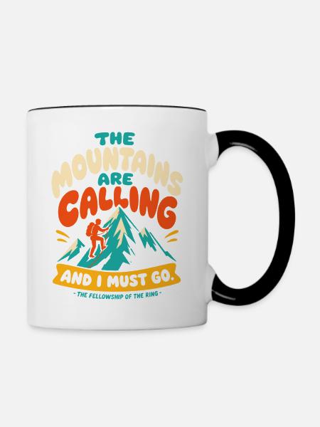 The Mountains Are Calling Hiking - Tasse zweifarbig - Weiß/Schwarz