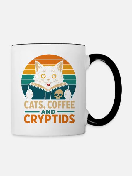 Cats Coffee and Cryptids - Tasse zweifarbig - Weiß/Schwarz
