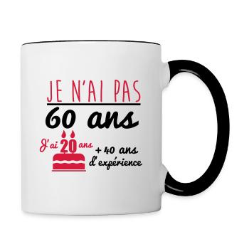 pas 60 ans anniversaire,cadeau d'anniversaire - Mug contrasté - blanc/noir - Droite