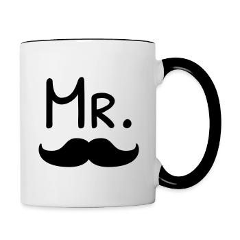 Mister Mustache - Tasse zweifarbig - Weiß/Schwarz - Rechts