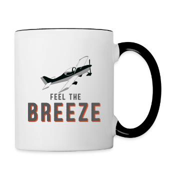 Ultraleichtflieger Pilot „Feel the Breeze“ - Tasse zweifarbig - Weiß/Schwarz - Rechts
