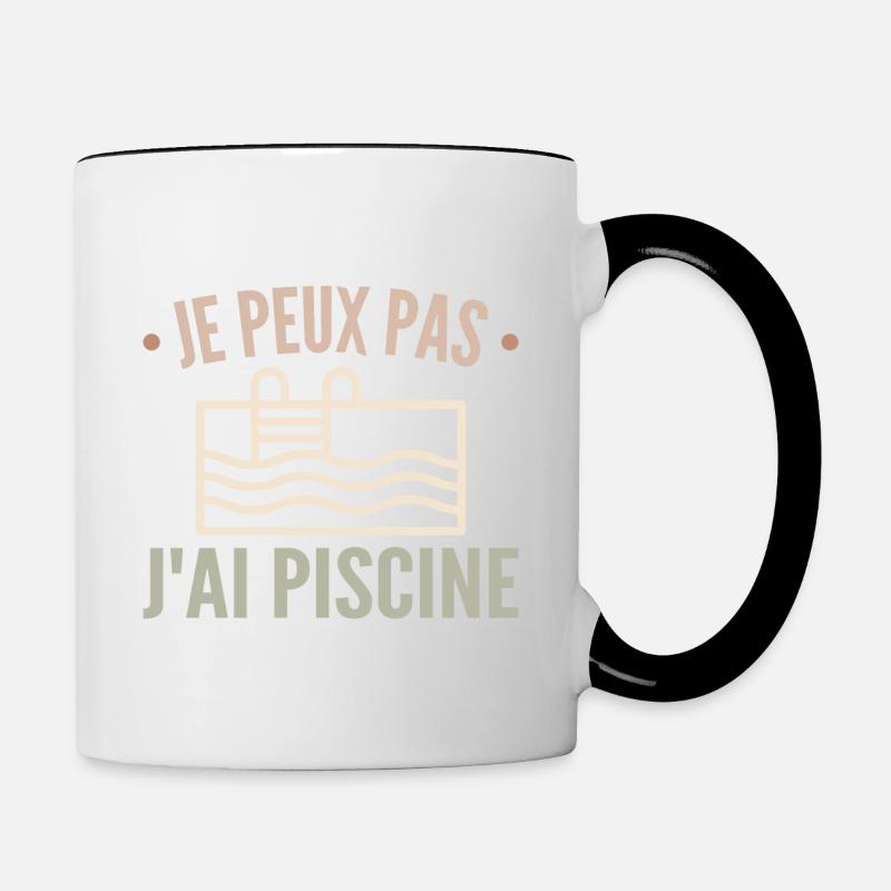 Je Peux Pas J'ai Piscine - Mug contrasté - blanc/noir