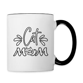 Katze Mama Mamas Katze Mama Katze - Tasse zweifarbig - Weiß/Schwarz - Rechts