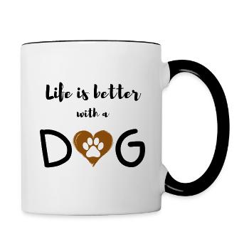 Ich liebe Hunde - Tasse zweifarbig - Weiß/Schwarz - Rechts