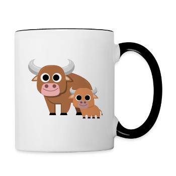 Bulle Comic Cartoon Rinder Stier Rind Kuh Ochse - Tasse zweifarbig - Weiß/Schwarz - Rechts