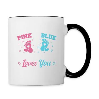 Rosa oder blaue Patin liebt dich - Patin - Tasse zweifarbig - Weiß/Schwarz - Rechts