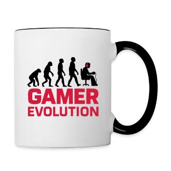 Gamer Evolution Gaming Geek - Tasse zweifarbig - Weiß/Schwarz - Rechts