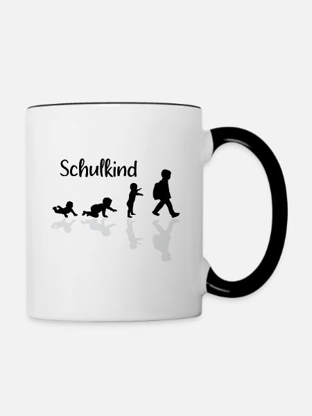 Schulkind Evolution Erstklässler Schule - Tasse zweifarbig - Weiß/Schwarz