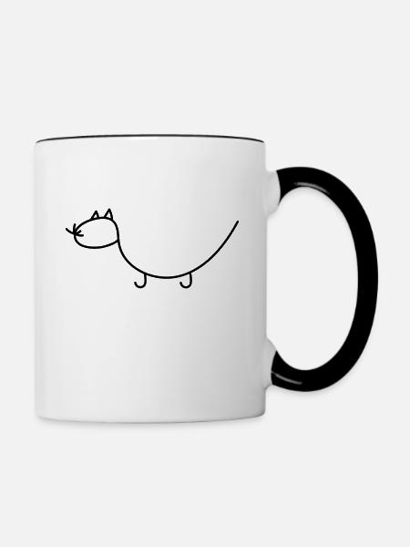 Katze linie - Tasse zweifarbig - Weiß/Schwarz