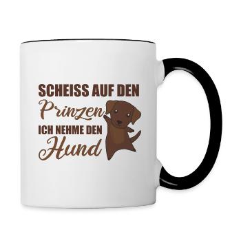Scheiss auf den Prinzen ich nehm Hund Labrador - Tasse zweifarbig - Weiß/Schwarz - Rechts