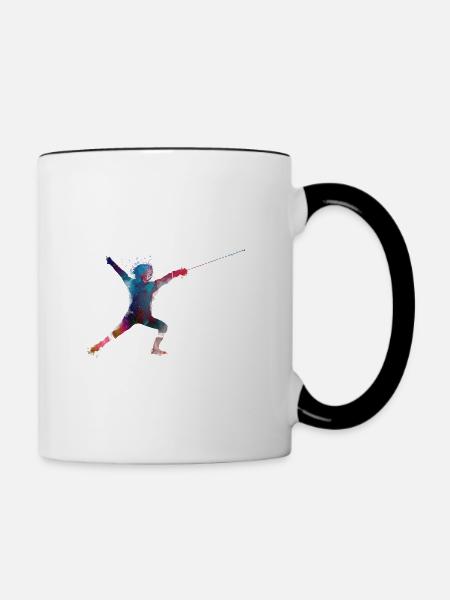 Fechtsport - Tasse zweifarbig - Weiß/Schwarz