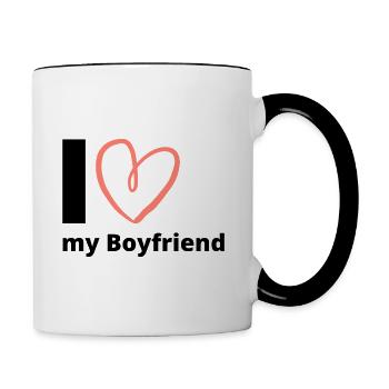 J’aime mon petit ami - Boyfriend Gift Girlfriend - Mug contrasté - blanc/noir - Droite