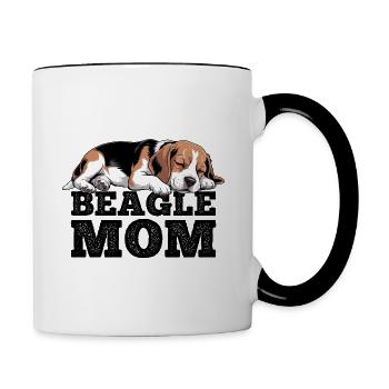 Maman Beagle - Mug contrasté - blanc/noir - Droite