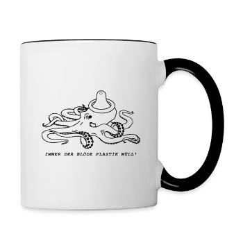 Tintenfisch 2 - Tasse zweifarbig - Weiß/Schwarz - Rechts