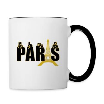Paris die goldig leuchtende Stadt, Frankreich - Tasse zweifarbig - Weiß/Schwarz - Rechts
