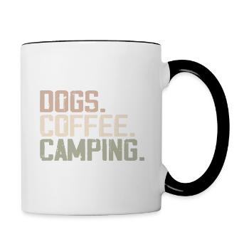 Hunde Kaffee Camping Lustige Camper - Tasse zweifarbig - Weiß/Schwarz - Rechts