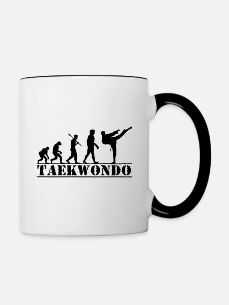 Taekwondo Kämpfer - Evolution Mann - Tasse zweifarbig - Weiß/Schwarz
