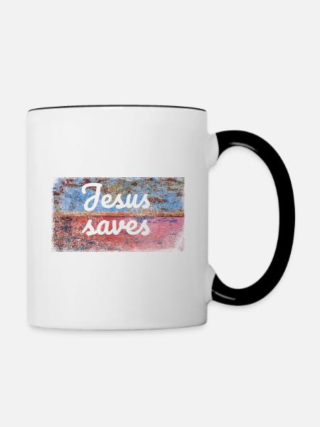 Jesus saves - Tasse zweifarbig - Weiß/Schwarz