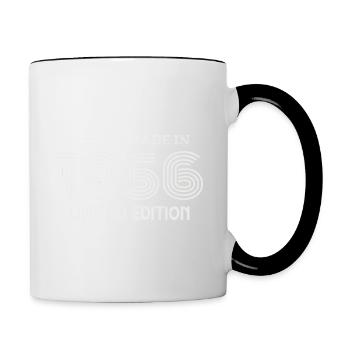 1956 Geburtstagsgeschenkidee 1956 - Tasse zweifarbig - Weiß/Schwarz - Rechts