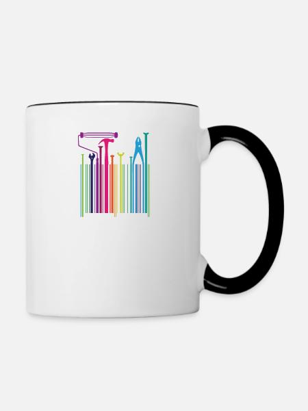Lustiges Arbeiter-Händler-Barcode-Werkzeug - Tasse zweifarbig - Weiß/Schwarz