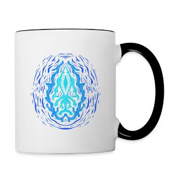 "AQUA" ~ Psychedelic Fish Pattern - Contrasting Mug - white/black - Right