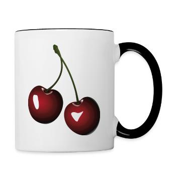 Cherry cherries - Contrasting Mug - white/black - Right