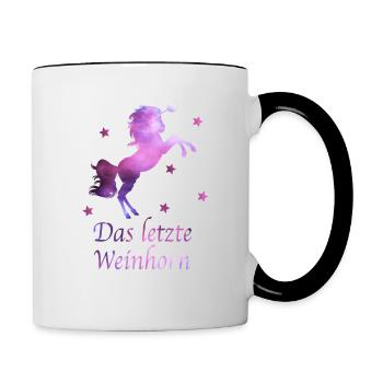 Weinhorn Weinliebhaber Wein Trinker Rotwein Fans - Tasse zweifarbig - Weiß/Schwarz - Rechts