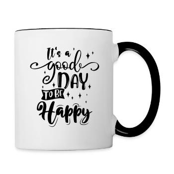 Heureux citation - Mug contrasté - blanc/noir - Droite