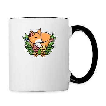 Fox dessin animé bambin - Mug contrasté - blanc/noir - Droite