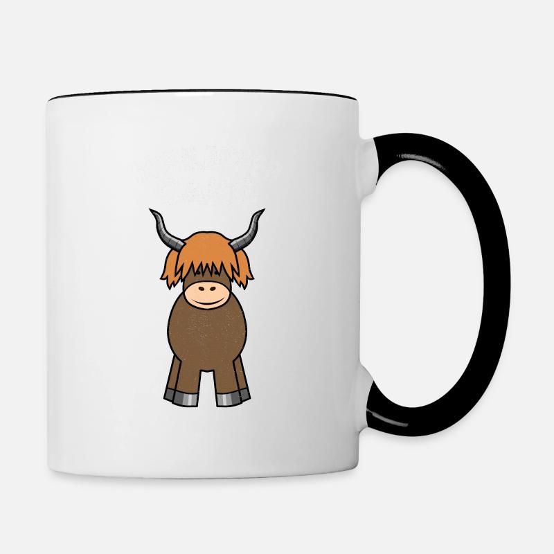 Highland Cattle Highlander Rind - Tasse zweifarbig - Weiß/Schwarz