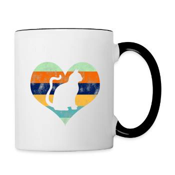 Cat amoureux de chat de la Saint-Valentin - Mug contrasté - blanc/noir - Droite